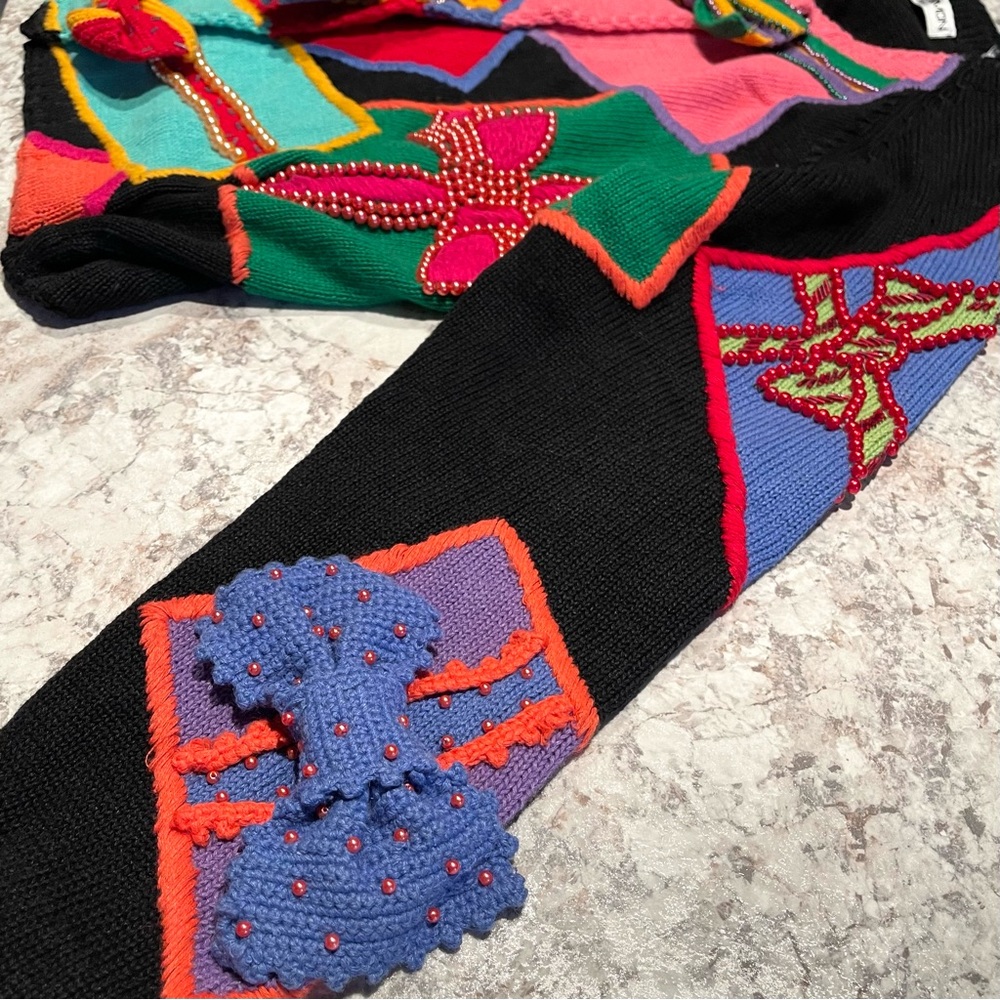 Vintage Michael Simon Holiday Gifts Bows Collectible Ugly Christmas Sweater 1996 - Picture 5 of 14